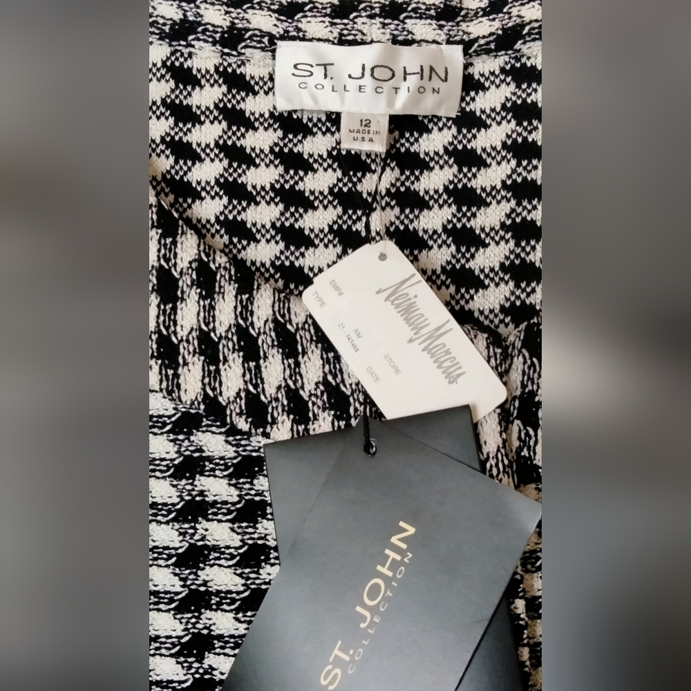 St John Evening Jacket, Black/White Size 12 - Picture 4 of 6